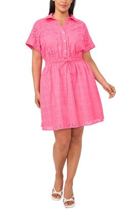 CeCe CeCe Short Sleeve Cotton Eyelet Shirtdress