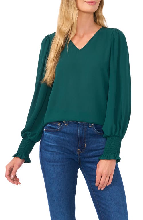 CeCe CeCe Smocked Cuff V-Neck Top