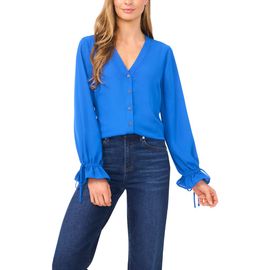 CeCe CeCe Tie Cuff Button-Up Top