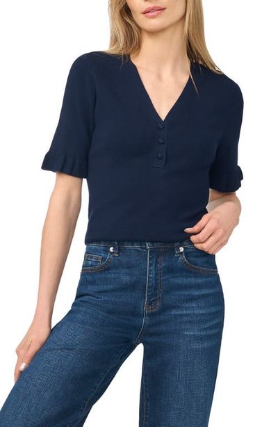 CeCe CeCe V-Neck Elbow Sleeve Sweater