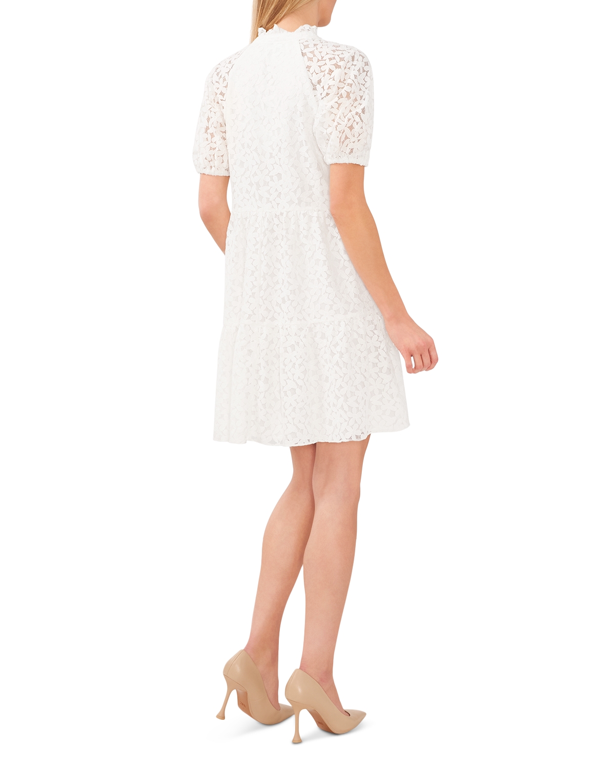 Cece - CeCe V Neck Baby Doll Lace Dress