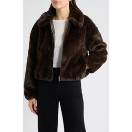 CeCe CeCe Zip Front Faux Fur Blouson Jacket