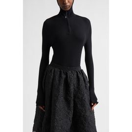 Cecilie Bahnsen Cecilie Bahnsen Elma Hooded Rib Merino Wool Half Zip Sweater