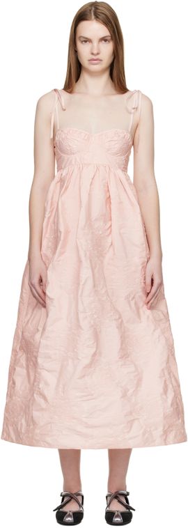 strapless open back dress Cecilie Bahnsen Blush Pink Dress - AW25 - Ambra | Dress Lobelia Matelassé Blush Pink