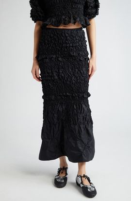 Cecilie Bahnsen Cecilie Bahnsen Smocked Ruffle Recycled Faille Maxi Skirt