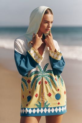 Celandine Celandine x Tigre Indigo Embroidered Poncho Top
