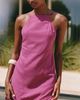 Celandine Linen Beaded Cross-Back Mini Dress - 3