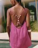 Celandine Linen Beaded Cross-Back Mini Dress - 4