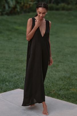 Celandine Plunge-Neck Maxi Dress