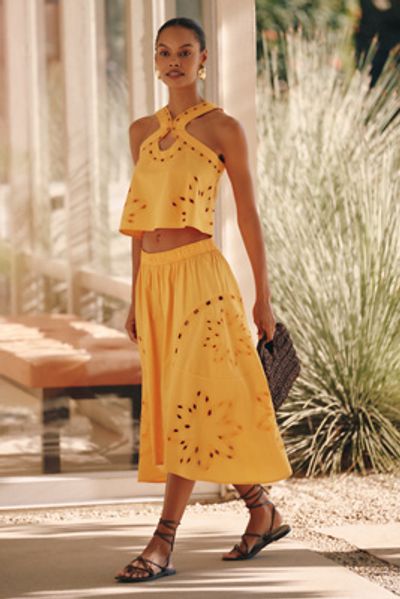 Celandine Sun Cutwork Midi Skirt