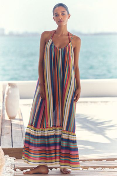 celandine sleeveless plunge midi dress Celandine Plunge-Neck Linen Blend Maxi Dress at MarketFair Shoppes in Princeton, NJ