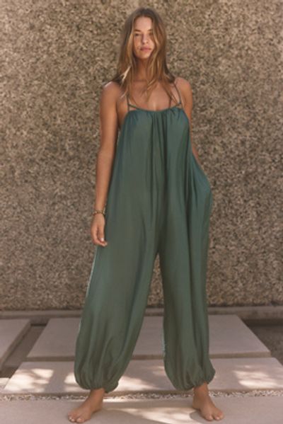 Celandine Tie-Strap Balloon Jumpsuit in Breeze