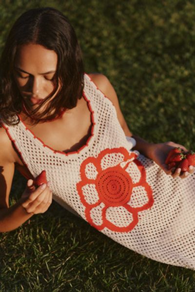 celandine crochet v-neck mini dress Celandine Crochet V Neck Mini Dress