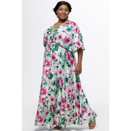 Celebrations by Sydney's Closet Celebrations by Sydney's Closet Flowy Floral V-Neck Plus Size Gown 