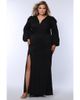 Celebrations by Sydney's Closet Celebrations by Sydney's Closet Plus Size V-Neck Long Puff Sleeve Evening Dress - 1