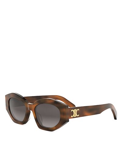 Celine Celine Triomphe Havana Oval Sunglasses, 55mm