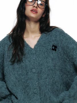 CENTAUR.KR CENTAUR BRUSHED WOOL CARDIGAN_GREY