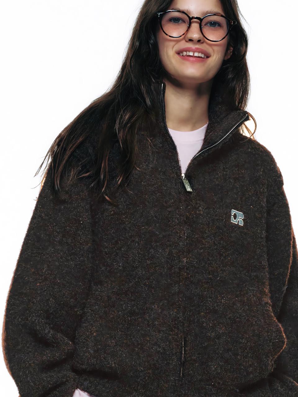 CENTAUR.KR CENTAUR CALMING KNIT ZIP UP_BROWN