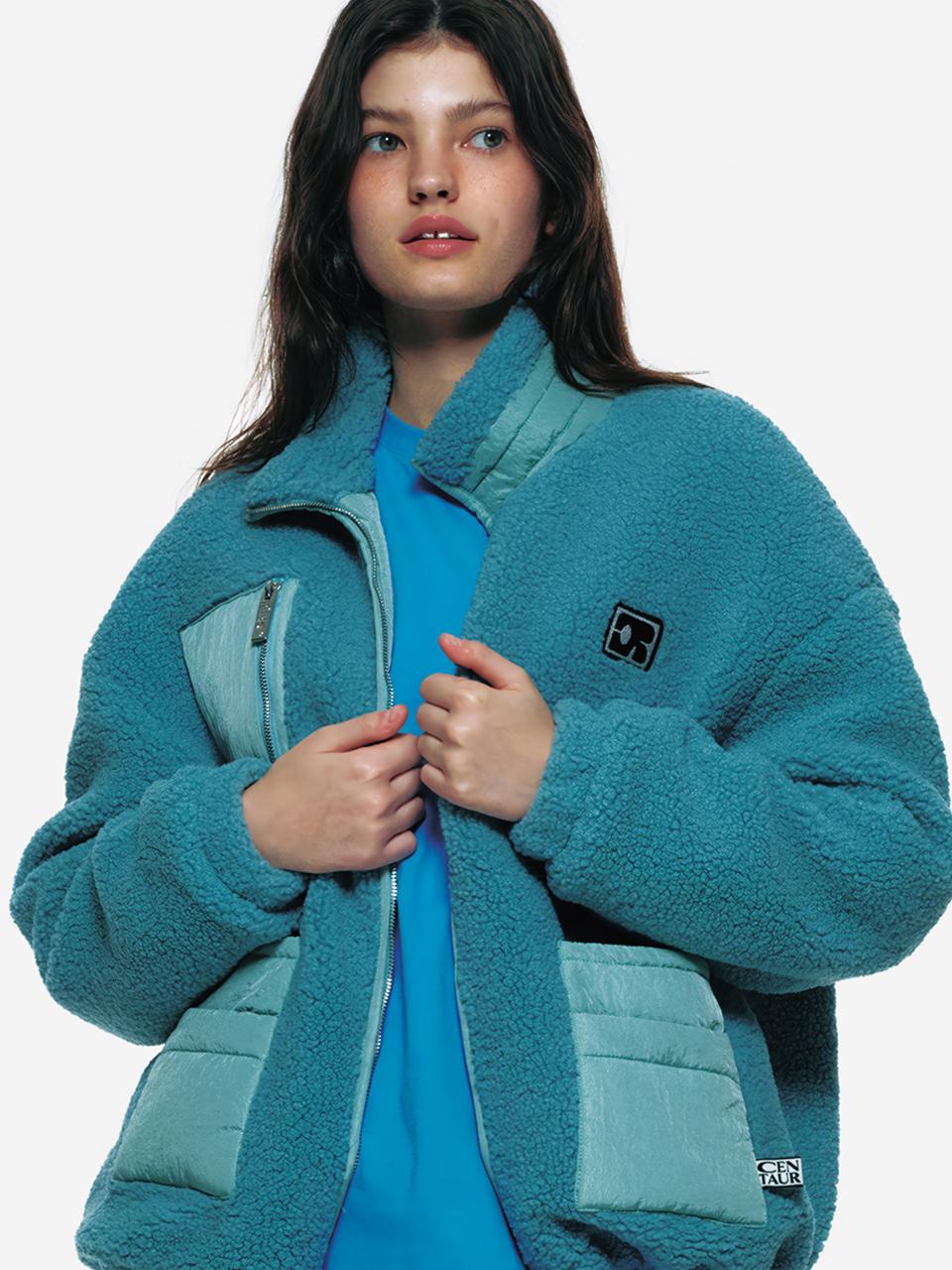 CENTAUR.KR CENTAUR SHERPA FLEECE JACKET_Blue Green