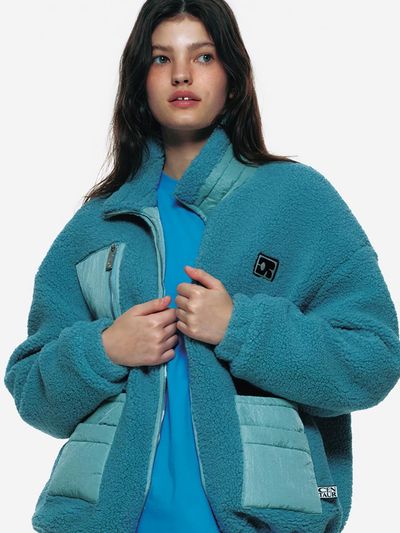 CENTAUR.KR CENTAUR SHERPA FLEECE JACKET_Blue Green