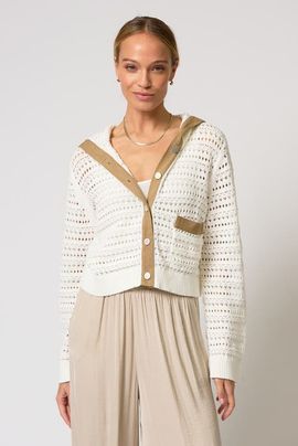 Central Park West Central Park West Avery Mixed Media Hooded Cardi