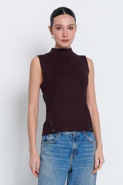 Central Park West Central Park West Birch Sleeveless Turtleneck With Button Detail