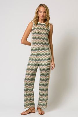 Central Park West Central Park West Celine Rainbow Crochet Knit Button-Back Shell