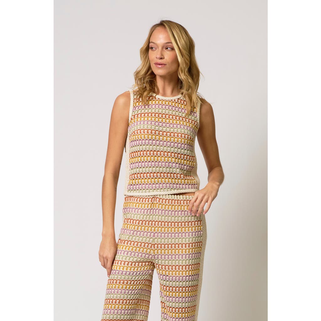 Central Park West Central Park West Celine Rainbow Crochet Sleeveless Knit Top 