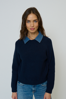 Central Park West Central Park West Dash Denim Collar Pullover