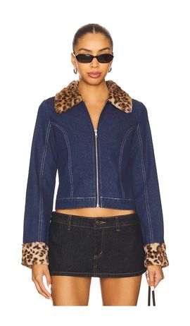 Central Park West Central Park West Gia Denim And Faux Fur Jacket