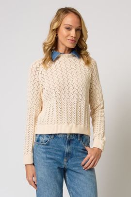 Central Park West Central Park West Hazel Denim Collared Pointelle Sweater
