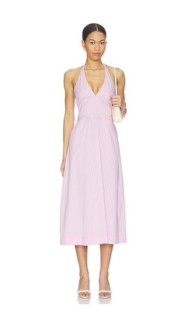 Central Park West Central Park West Ora Poplin Stripe Halter Dress