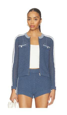 Central Park West Central Park West Raya Mixed Stitch Zip Cardi