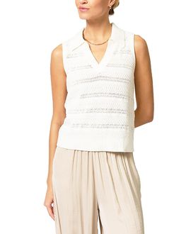 Central Park West Central Park West Women's Avery Pointelle Johnny Collar Sweater
