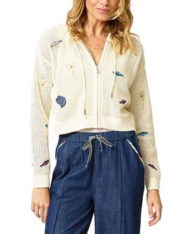 Central Park West Central Park West Women's Eden Palm Tree Mesh Cardigan