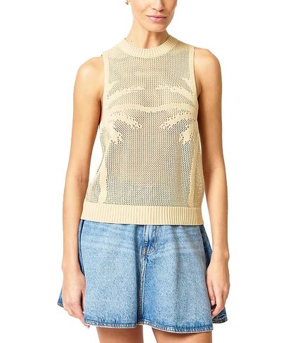 Central Park West Central Park West Women's Eden Palm Tree Mesh Shell Sweater