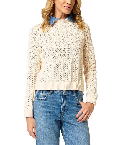 Central Park West Central Park West Women's Hazel Denim Collared Pointelle Sweater