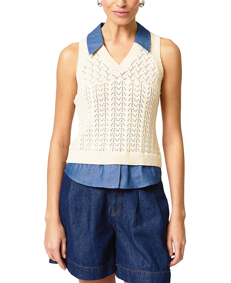 Central Park West Central Park West Women's Hazel Pointelle Stitch Halter Twofer