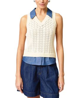 Central Park West Central Park West Women's Hazel Pointelle Stitch Halter Twofer
