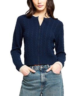 Central Park West Central Park West Women's Thea Cashmere Cable Zip Up Cardigan
