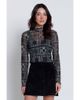 Central Park West Central Park West Wren Sheer Bandana Print Turtleneck Top - 1