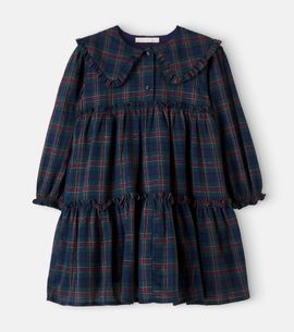 C'era Una Volta C'era Una Volta Viola checked ruffled cotton dress
