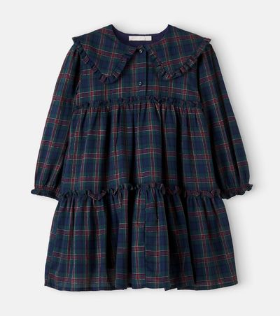 C'era Una Volta C'era Una Volta Viola checked ruffled cotton dress