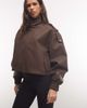 Cernucci Cernucci boxy faux leather funnel neck jacket in chocolate brown - 1