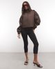 Cernucci Cernucci boxy faux leather funnel neck jacket in chocolate brown - 2