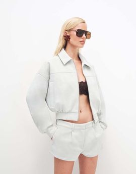 Cernucci Cernucci faux suede collared bomber jacket in light blue - part of a set