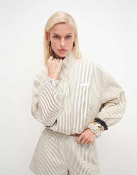 Cernucci Cernucci nylon stripe funnel neck jacket in butter yellow - part of a set