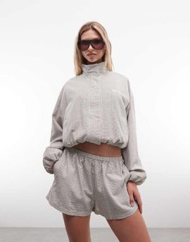 Cernucci Cernucci plaid twill funnel neck jacket - part of a set-White