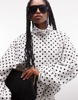 Cernucci Cernucci polka dot funnel neck jacket in white - part of set