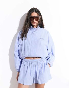 Cernucci Cernucci striped funnel neck jacket in light blue - part of a set